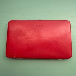 Lodis red leather clutch/wallet; Excellent used condition
